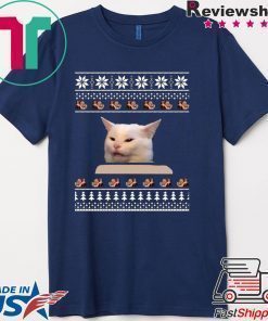 Cat Meme Woman Yelling At Table Christmas T-Shirt