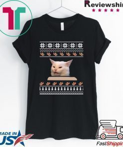 Cat Meme Woman Yelling At Table Christmas T-Shirt