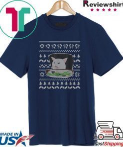 Cat Meme Woman Yelling At Table Dinner Ugly Christmas T-Shirt