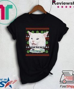 Cat Woman Yelling at cat Christmas T-Shirt