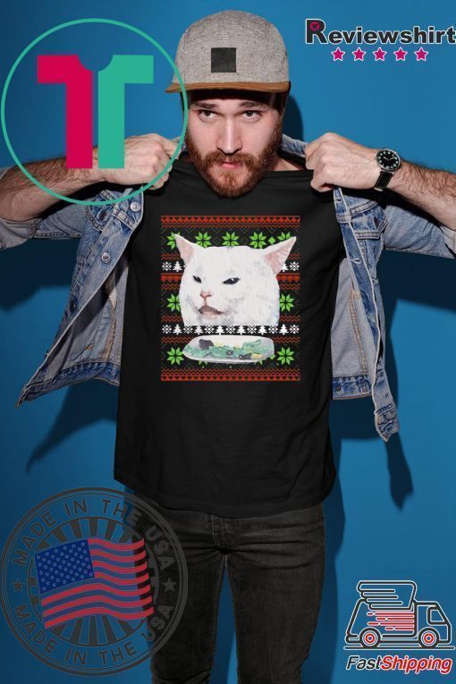 Cat Woman Yelling at cat Christmas T-Shirt