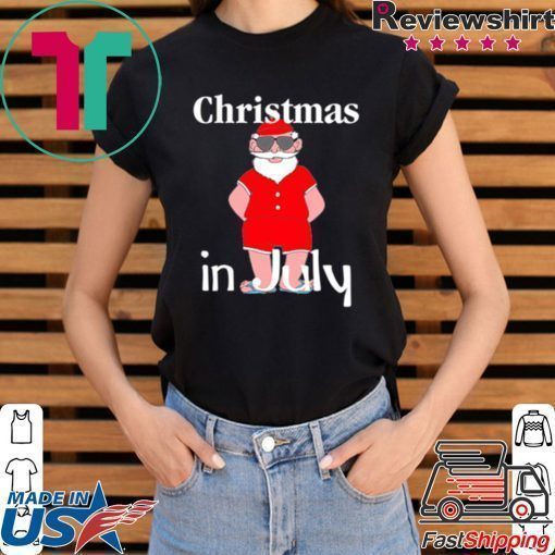 Christmas In July Funny Summer Santa Holiday shirt