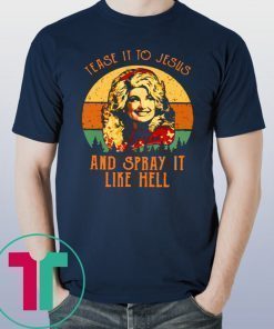 VINTAGE DOLLY PARTON TEASE IT TO JESUS AND SPRAY IT LIKE HELL RETRO SHIRT