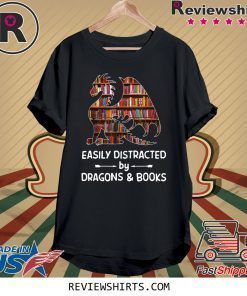 Easily Distracted By Dragon and Books Shirt