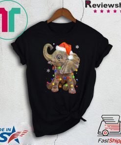 Elephant santa hat wrapped in christmas lights shirt