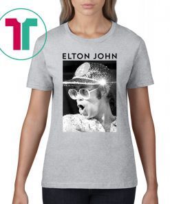 Elton John Official Black & White Photo Sequin Cap T-Shirt