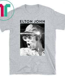 Elton John Official Black & White Photo Sequin Cap T-Shirt
