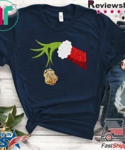 Funny Grinch Hand holding Police ornament Christmas shirt