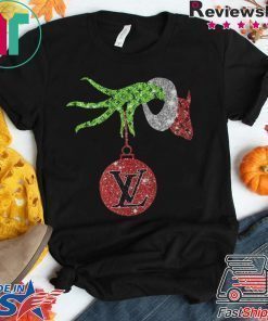 GLITTER GRINCH HAND HOLDING ORNAMENT LADIES T-SHIRT