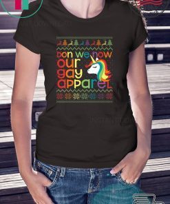 Gay Christmas Rainbow Unicorn Don We Now Our Gay T-Shirt