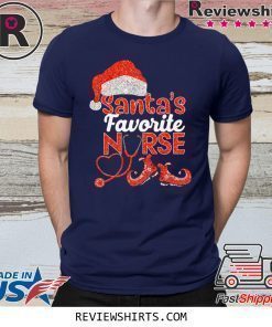 Glitter Santas Favorite Nurse Christmas Shirt
