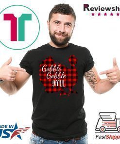 Gobble Gobble Yall Ya’ll Red Plaid Thanksgiving Turkey T-Shirt