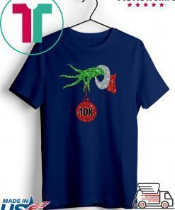 Grinch Hand Holding 10k Red Jingle Bell Shirt