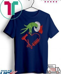 Grinch Hand Holding A Barber Items Christmas Style Shirt