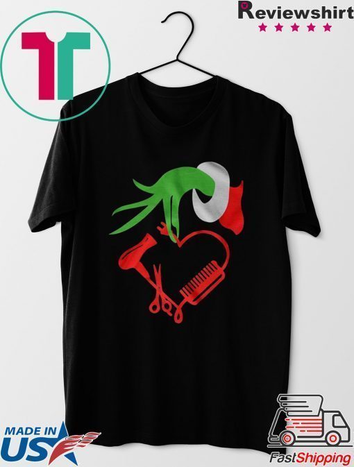 Grinch Hand Holding A Barber Items Christmas Style Shirt