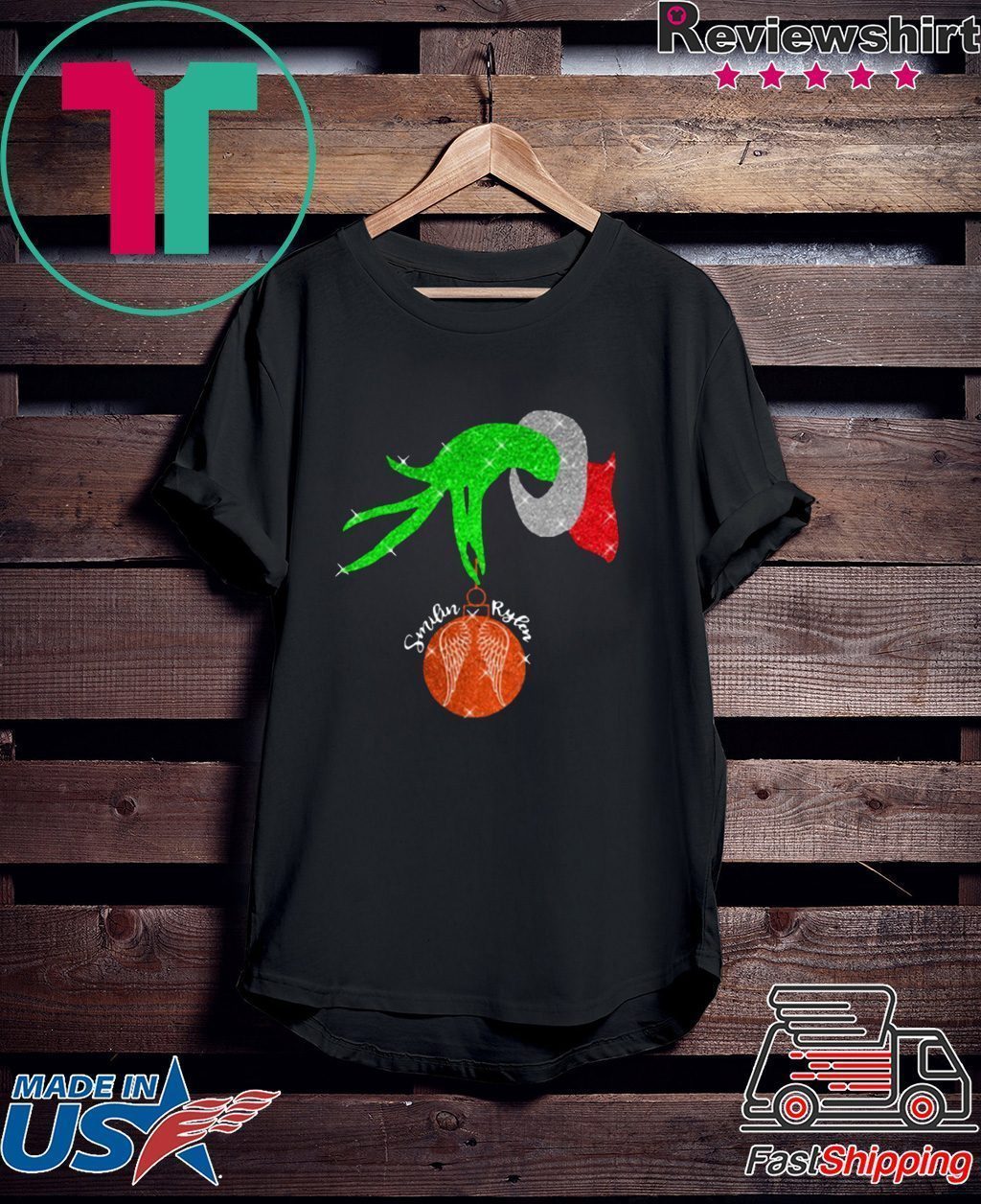 Grinch Hand Holding Ornament Smilin Rylean shirt