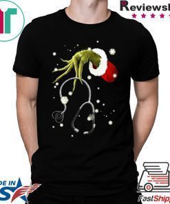 Grinch Hand Hold Stethoscope Nurse Christmas 2020 Shirt