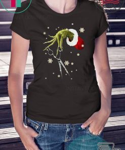 Grinch hand holding Hair Scissors Christmas Shirt