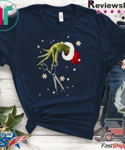 Grinch hand holding Hair Scissors Christmas Shirt