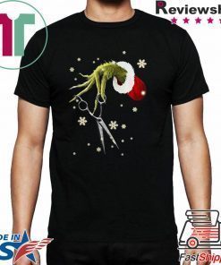 Grinch hand holding Hair Scissors Christmas Shirt