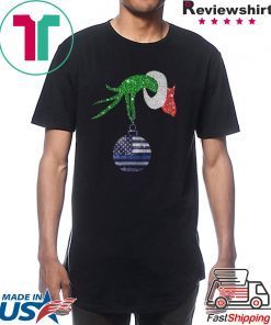 Grinch hand holding Ornament Police Christmas shirt