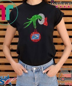 Grinch hand holding US postal service ornament shirt