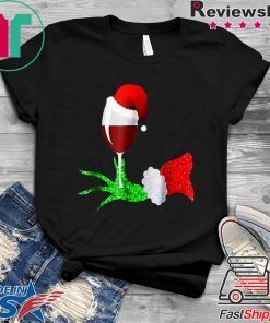 Grinch hand holding a glass of wine shirt Christmas shirt