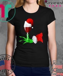 Grinch hand holding a glass of wine shirt Christmas shirt