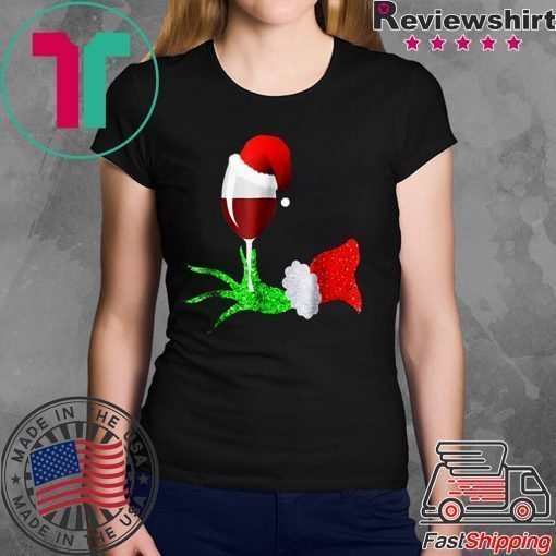 Grinch hand holding a glass of wine shirt Christmas shirt