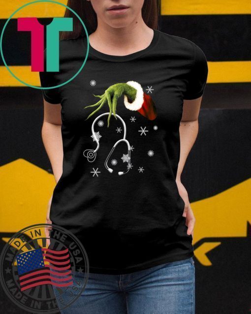 Grinch hand holding stethoscope Christmas ShirtGrinch hand holding stethoscope Christmas Shirt