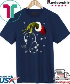 Grinch hand holding stethoscope Christmas T-Shirt