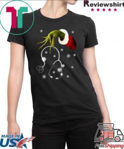 Grinch hand holding stethoscope Christmas T-Shirt