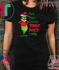 Grinch rock paper scissors throat punch I win Tee Shirt
