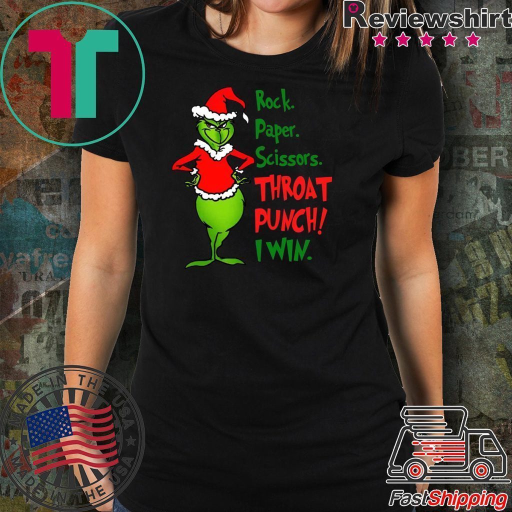 Grinch Rock Paper Scissors Throat Punch I Win Tee Shirt