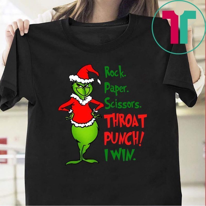 Grinch Rock Paper Scissors Throat Punch I Win Tee Shirt