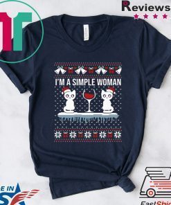 I’m a simple woman who loves cat and wine ugly christmas shirt