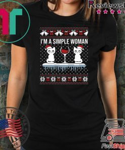 I’m a simple woman who loves cat and wine ugly christmas shirt