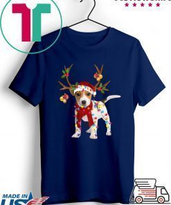 Jack Russell Terrier Reindeer Christmas light shirt