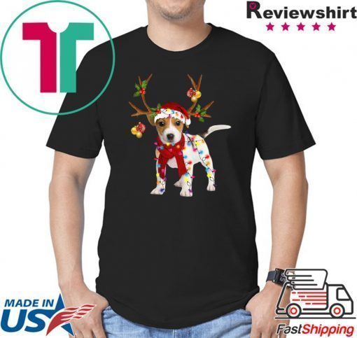 Jack Russell Terrier Reindeer Christmas light shirt