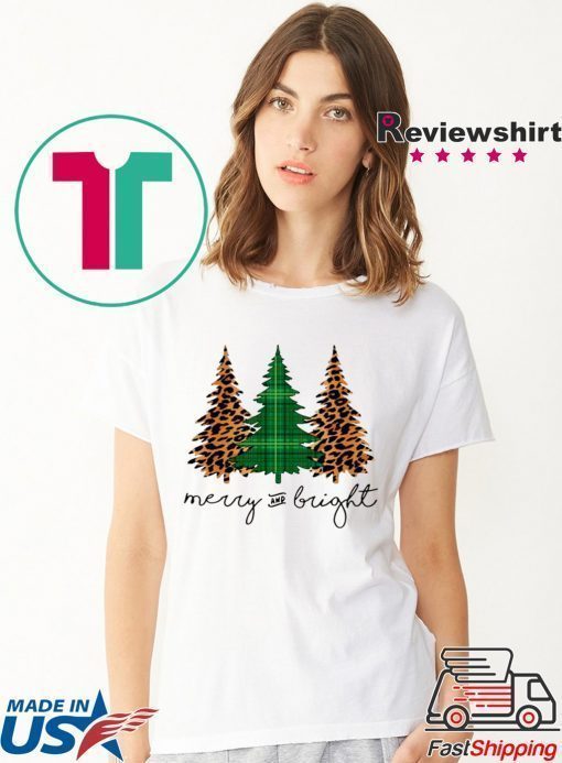 Leopard Plaid Christmas Trees Tee Shirt