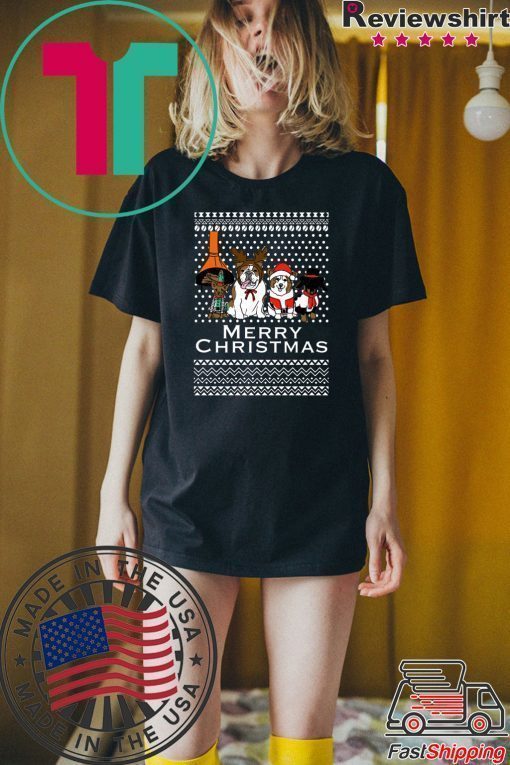 Merry Christmas Vintage Dogs Holidays Ugly T-Shirt
