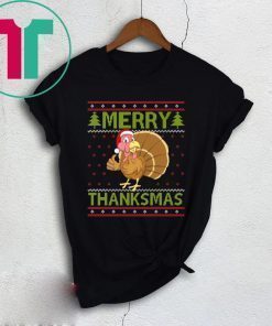 Merry Thanksmas Ugly Xmas Thanksgiving Turkey Shirt