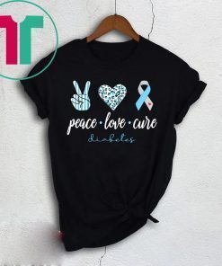 Peace Love Cure Grey Blue Ribbon Type 1 Diabetes Awareness T-Shirts