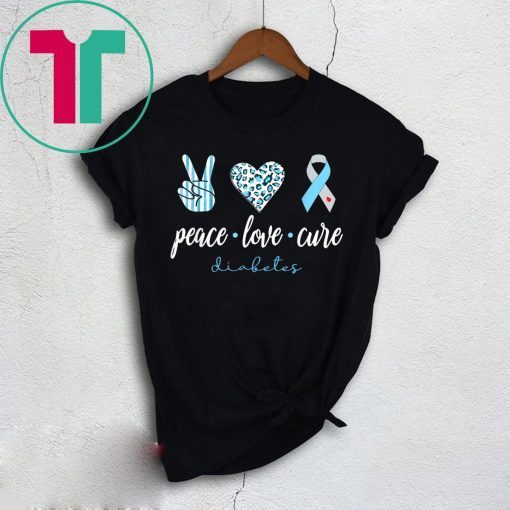 Peace Love Cure Grey Blue Ribbon Type 1 Diabetes Awareness T-Shirts