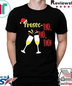 Prosec Ho Ho Ho Wine Christmas Celebration Black Tee Shirt