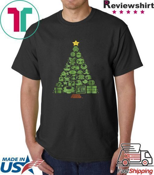 SUPER MARIO ITEM CHARACTERS CHRISTMAS TREE GRAPHIC SHIRT