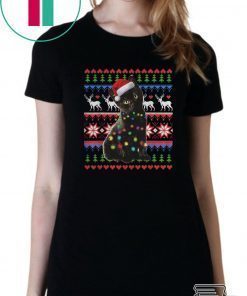 Santa Black Cat Christmas Light Ugly shirt
