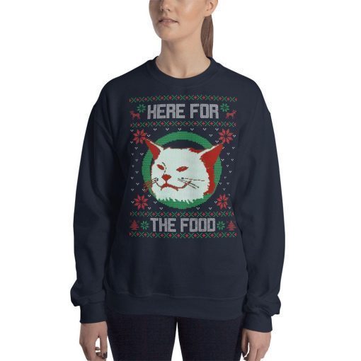 Smudge the cat Christmas sweater, Here for the food sweater, Unisex Sweatshirt