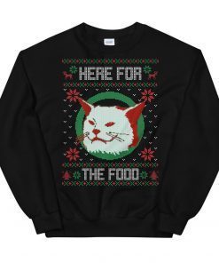 Smudge the cat Christmas sweater, Here for the food sweater, Unisex Sweatshirt