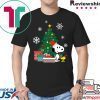 Snoopy and Woodstock around the Christmas tree shirt
